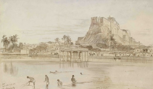 Edward Lear (1812–88) Trichinopoly, 1874, Watercolour, pen and ink over graphite on paper, 31.5 x 53.6 cm © Ashmolean Museum