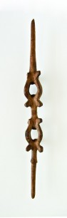 Unique wood object, probably a staff god from Mitiaro, originally adorned with feathers. 62 cm.