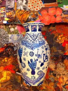 A vase decorated by participating artists in Journeys East