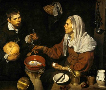 Diego Velázquez, An Old Woman Cooking Eggs, 1618. Oil on canvas, 39 ½ x 47 ins Scottish National Gallery, Edinburgh © Trustees of the National Galleries of Scotland