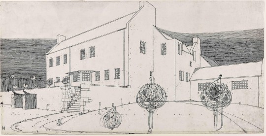 Charles Rennie Mackintosh, Windy Hill, perspective drawing in ink, 1900 © Glasgow School of Art