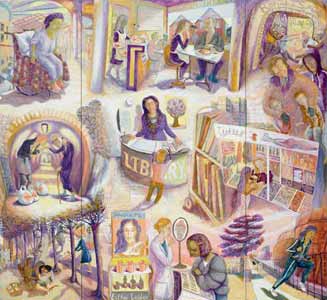 Mark Cazalet, Women of the Bible triptych, open, 2011.  Frances Bardsley School for Girls