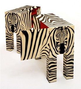 John Makepeace, Zebras, pair of cabinets, 2009. Oak and holly