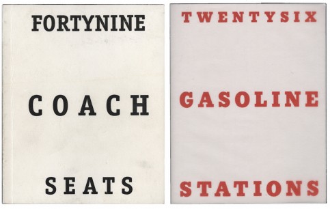 Left: Fortynine Coach Seats, Tom Sowden, 2003. Digital print, edition of 49. Right: Twentysix Gasoline Stations, Michalis Pichler, 2009. Offset-litho, edition of 600.