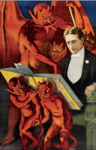 Strobridge Lithograph Co. poster of the prominent American magician Howard Thurston being tutored by demons and goblins, 1916 © George and Sandy Daily Collection