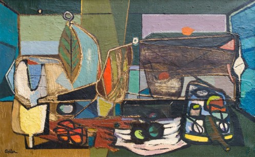 Jankel Adler, Composition (1940s). Signed oil on canvas. 88x142 cm. From the Aukin Collection