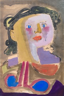 Jankel Adler, Girl (1940s), gouache on paper. From the Aukin Collecton 84.5 x 57cm