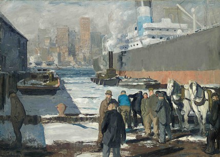 George Bellows,  Men of the Docks (1912)  oil on canvas,  114.3 x 161.3 cm  Randolph College, Founded as Randoph - Macon Woman's College in 1891, Lynchburg