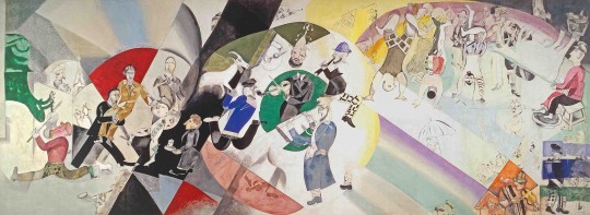 Marc Chagall  Introduction to the Jewish Theatre 1920  Tempera, gouache and opaque white on canvas  284 x 787 cm  State Tretyakov Gallery, Moscow © ADAGP Paris and DACS, London 2013