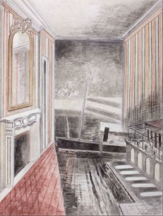 Paul Nash, Harbour and Room, 1931. Watercolour and pencil on paper, 51.5 x 39 cm. Courtesy Piano Nobile