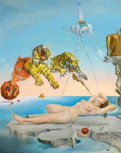 Salvador Dalí (1904–1989)  Dream caused by the Flight of a Bee around a Pomegranate a Second before  Awakening, 1944  Oil on wood, 51 x 41 cm  Museo Thyssen-Bornemisza, Madrid  © VG Bild-Kunst, Bonn 2012