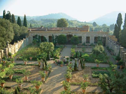 The walled vegetable garden of Villa La Pietra, Florence survives from the time of Scipione Capponi and continues to feed the villa. Fiesole can be seen in the distance. © Kim Wilkie