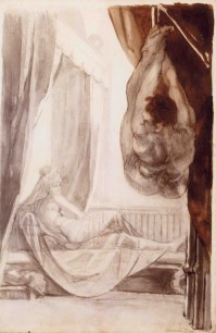 Henry Fuseli, Brunhild Watching Gunther Suspended from the Ceiling on their Wedding Night, 1807 Pencil, ink and wash on paper, 48.3 x 31.7 cm Nottingham City Museums and Galleries