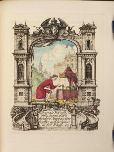 'Gulliver takes his leave of the Emperor of Blefuscu, surrounded by ornate baroque architecture.' Collection Hugh and Mirabel Cecil © Estate of Rex Whistler. All rights reserved, DACS 2012