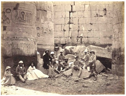 Francis Bedford,   Prince of Wales and party among ruins in Karnak, Thebes, Egypt. Royal Collection Trust / ©  Her Majesty Queen Elizabeth II