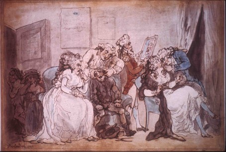 “Transplanting of Teeth” Cartoon showing a fashionable dentist engaged in tooth transplantation, by Thomas Rowlandson, signed, 1787.© Hunterian Museum at the Royal College of Surgeons