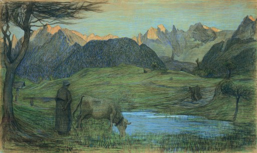 Giovanni Segantini,  Studio per La vita (1897) ( Study for Life),  Pencil, charcoal, and pastel on paper