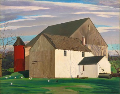 Charles Sheeler (American, 1883–1965). Bucks County Barn (1932) Oil on composition board. 60.6x75.9cm. The Museum of Modern Art, New York. Gift of Abby Aldrich Rockefeller