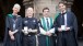 Muriel Gray, Chair of the Governors of the GSA, Craig Rider of the Scottish Fire and Rescue Service, Professor Tom Inns, Director of the GSA and Alex Kuusik winner of the 2014 Newbery Medal