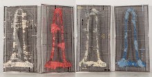 Enrique Brinkmann, Cuatro Estudios de Sonajero Chino (2011). Oil on steel mesh, 205 x 440cm