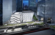 Artist's impression of Culture Shed: aerial view from South with 30th Street Entrance under the Highline.  Courtesy of Diller Scofidio + Renfro in collaboration with Rockwell Group