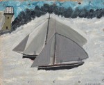 Alfred Wallis, Two Sailing Ships with a Lighthouse (undated). Courtesy Kettle's Yard, Cambridge