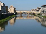 The Ponte Vecchio, Florence, with the Vasari corridor running across the top, from the Uffizi Museum on the right, linking it with the Pitti Palace. Image not in book