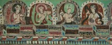 Detail, Celestial Music from Mogao Cave 288, Western Wei dynasty (535–557). Replica in mineral pigments on paper by Shi Weixiang, 1974; H: 52, W: 522 cm Image courtesy of Dunhuang Academy