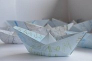 Paper boats inspired by Joseph Wright’s painting A Grotto in the Gulf of Salerno, Moonlight, 1780