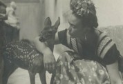 Nickolas Muray image of FRIDA WITH FAWN, 1939, gelatin silver print 4.5x6ins