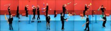 David Hockney (b. 1937), Still from 'The Jugglers, June 24th 2012' (2012). Eighteen-screen video installation, colour, sound; 9 min. © David Hockney. Image courtesy Hockney Pictures and Pace Gallery