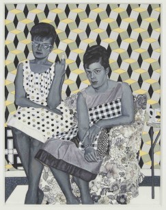 Soheila Sokhanvari, Two serious ladies, Egg tempera on velium