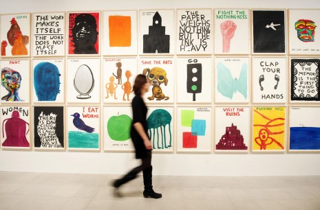 Display of work at David Shrigley's 'Brain Activity' show at the Southbank