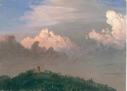 Frederic Edwin Church (1826–1900) Clouds over Olana, 1872, Oil on off-white paper, 22.1 x 30.8 cm, © New York State Office of Parks, Recreation and Historic Preservation/Olana State,  Historic Site, Hudson, NY (OL.1976.1)