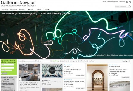 The Galleries Now homepage