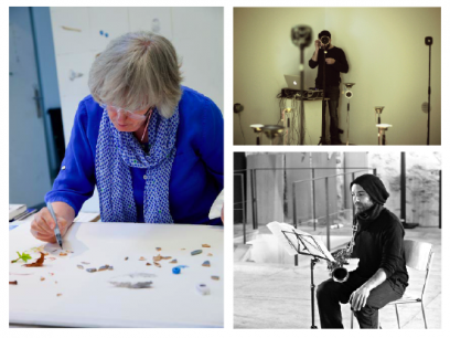 Images (clockwise from left): Ruth O'Donnell, photograph by Miriam O'Conor; sound artist Keith Lindsay; musician Nick Roth