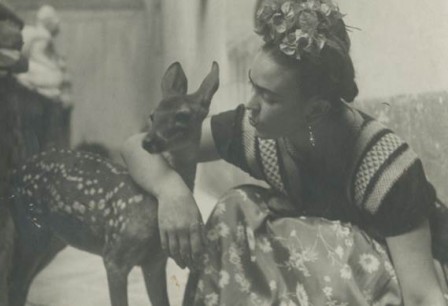 Nickolas Muray image of FRIDA WITH FAWN, 1939, gelatin silver print 4.5x6ins