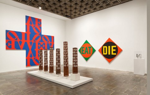 Installation shot from Robert Indiana, 'Beyond Love' at New York's Whitney Museum