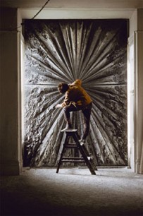 Jay DeFeo, working on what was then titled Deathrose, 1960. Photograph by Burt Glinn. © Burt Glinn/Magnum Photos